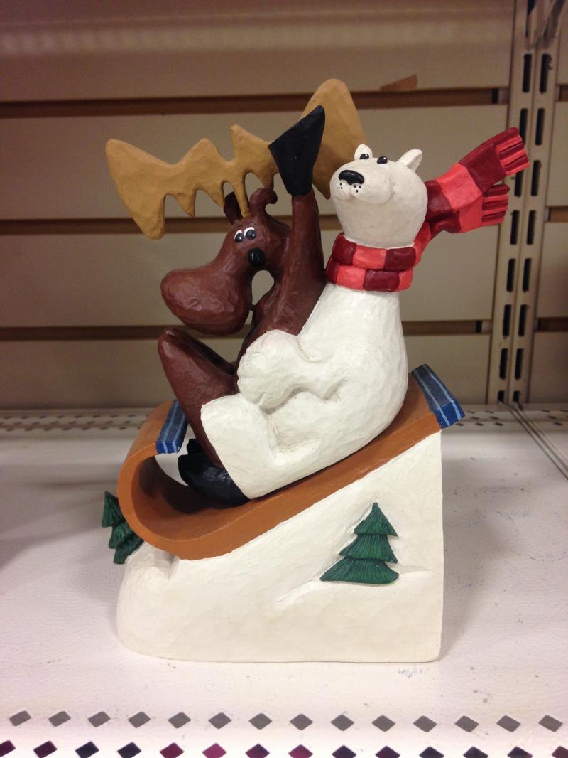 sledding moose and bear